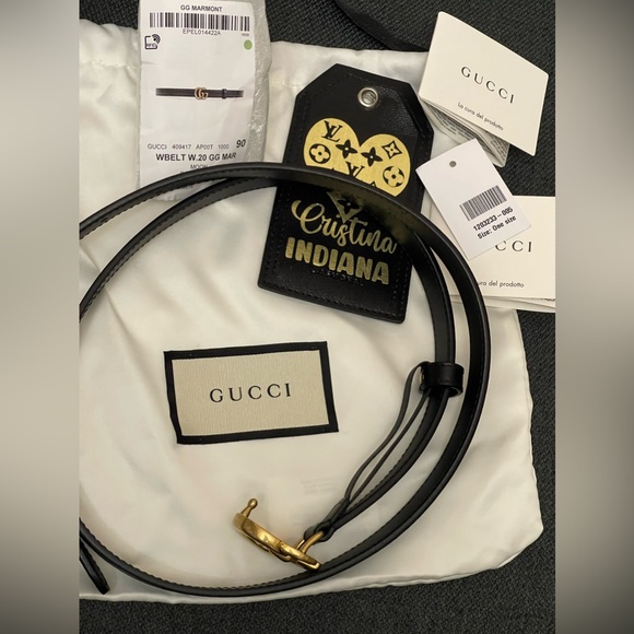 Gucci GG Marmont Gold-tone thin Belt Sz. 90cm - Picture 11 of 16